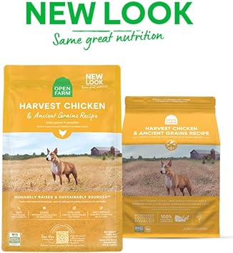 Open Farm Ancient Grains Dry Dog Food, Humanely Raised Meat Recipe with Wholesome Grains and No Artificial Flavors or Preservatives (Harvest Chicken Ancient Grain, 11 Pound (Pack of 1))