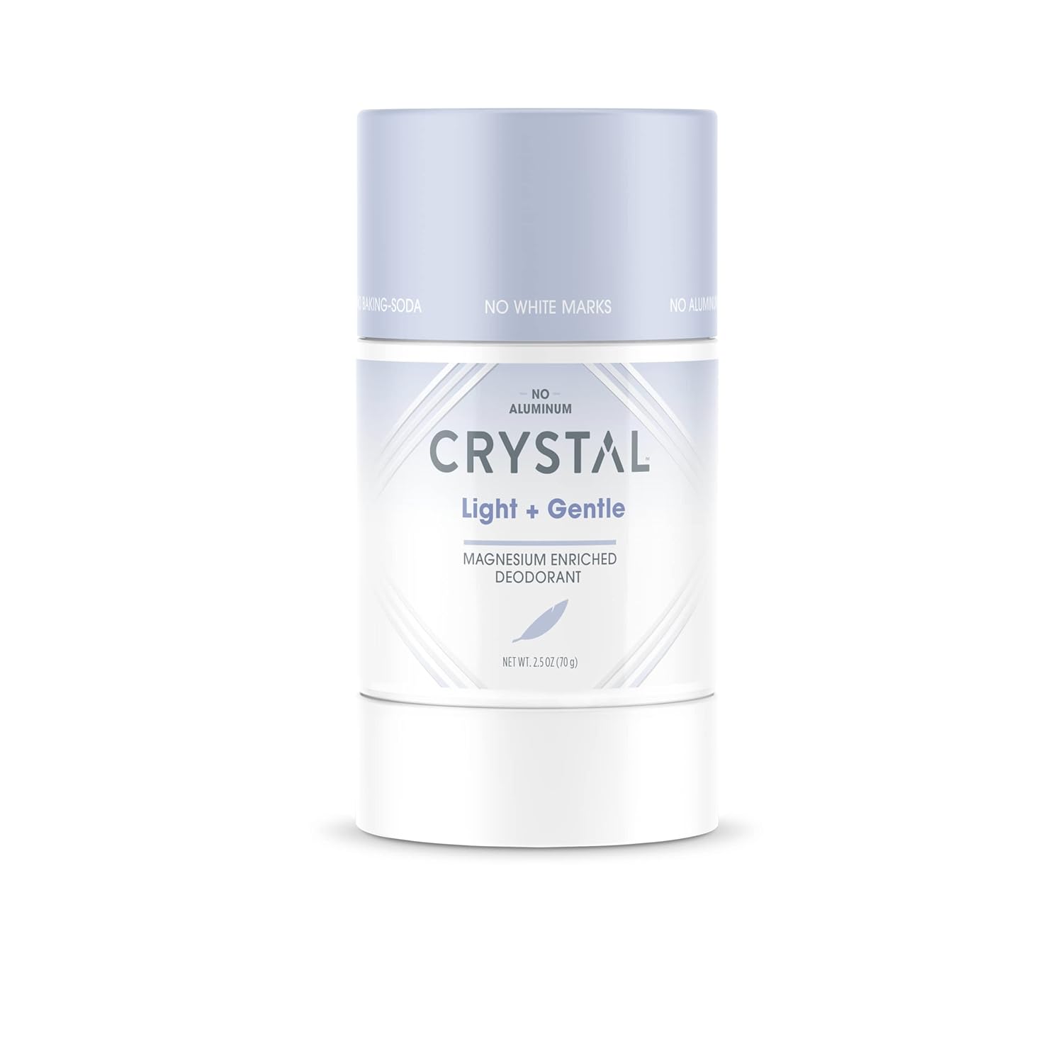 Crystal Magnesium Solid Stick Natural Deodorant, Non-Irritating Aluminum Free Deodorant for Men or Women, Safely and Effectively Fights Odor, Baking Soda Free,Light + Gentle (2.5 oz)