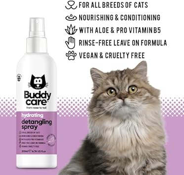 Cat Detangling Spray by Buddycare | Easy-to-Use Detangling Spray for Cats | Rinse-Free Leave On Formula (200ml)?B30