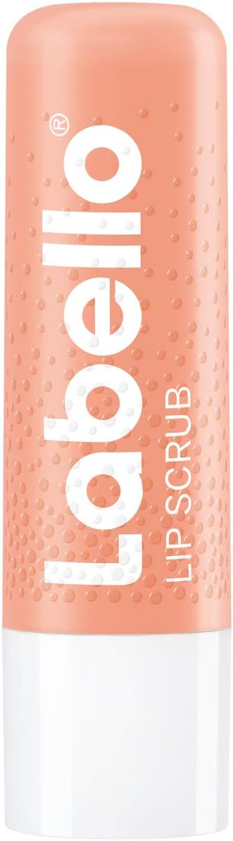 Labello Lip Scrub Strawberry + Peach (5.5 Ml), Innovative Lip Balm With Scrub Particles Of Natural Origin, Gentle Lip Scrub With Vitamin E