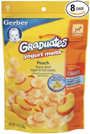 Gerber Graduates Yogurt Melts, Peach, 1-Ounce Pouches (Pack Of 8)