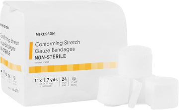 Mckesson Conforming Stretch Gauze Bandages, Non-Sterile, 1 In X 1 7/10 Yds, 24 Count