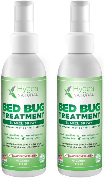 Lice, Mite, And Bed Bug Natural Travel Spray - Tsa Approved 3 Oz Size Bottles - Child & Pet Friendly - Stain & Odor Free - For Hotels, Suitcase, Backpack, Shoes - Bed Bug Spray (2 Pack)