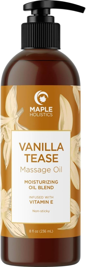 Vanilla Sensual Massage Oil for Couples - Irresistible Full Body Massage Oil for Date Night with Smooth Gliding Coconut and Sweet Almond Oil with Dreamy Vanilla Scent - Non GMO Gluten Free and Vegan