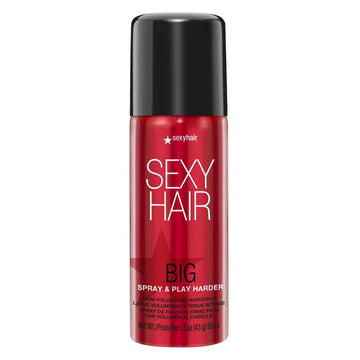 Sexyhair Big Spray & Play Harder Firm Volumizing Hairspray Travel Size, 1.5 Oz | All Day Hold And Shine | Up To 72 Hour Humidity Resistance