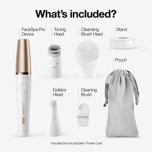 Braun Face Epilator Facespa Pro 911, Facial Hair Removal For Women, Hair Removal Device, 3-In-1 Epilating, Cleansing Brush And Skin Toning With 3 Extras