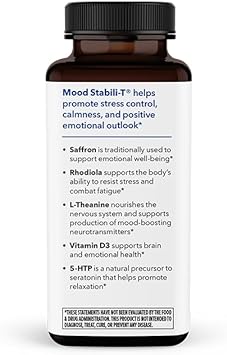 LifeSeasons Mood Stabili-T - Emotional Support - Stabilizes & Balances Mood - Evokes Calmness Relaxation & Happiness - Stress Relief + Relax Mind - Rhodiola, Ginkgo Biloba & Vitamin D3-60 Capsules : Health & Household