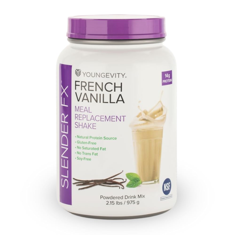 Youngevity Slender Fx™ Meal Replacement Shake - French Vanilla - All Natural Protein, Vitamins, Minerals, And Botanical Blend - Metabolism Boosting - 2.25 Lbs (30 Servings)