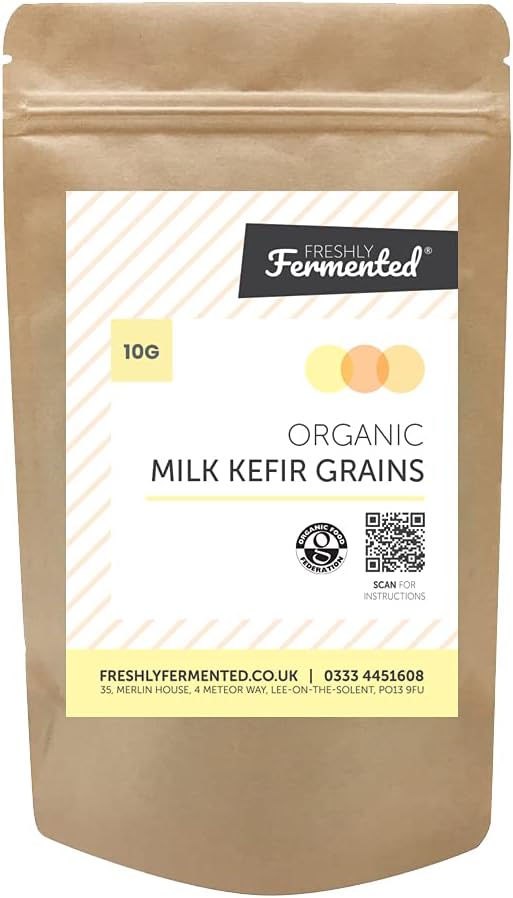Freshly Fermented – Organic Certified Milk Kefir Grains Starter Culture, 10 Grams