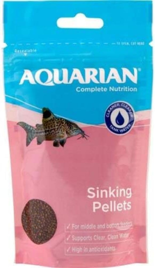 Aquarian Complete Nutrition, Aquarium Bottom Feeder Fish Food Sinking Pellets, 28G Bag