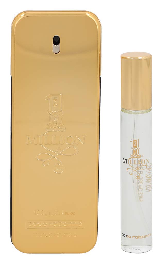 Paco Rabanne Paco Rabanne 1 Million Gift Set For Men (3.4 Ounce Eau De Toilette + 0.68 Ounce Travel Spray), 4.08 Ounce : Beauty & Personal Care