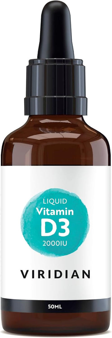 Viridian - Liquid Vitamin D3 2000Iu - 50Ml | Bone, Muscle & Immune Health | Plant-Based Lichen Source | Vegan D3 Drops, Orange Flavour | Vegan & Kosher | Nutritionist Formulated