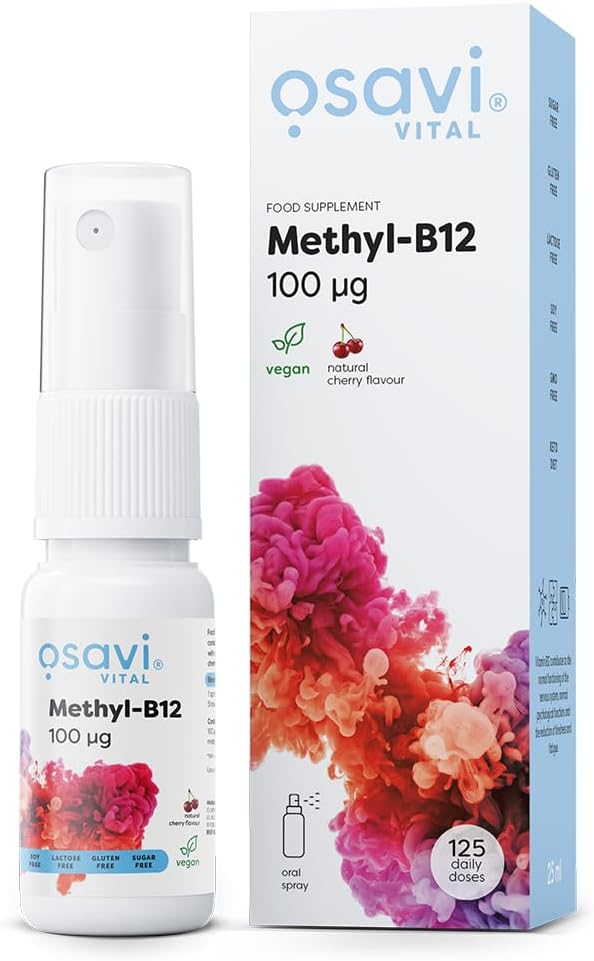 Osavi Methyl–B12, 100 µg – 25 ml Oral Spray | Cherry Flavor | Supports Nervous System & Immune Function | Vitamin B12 for Energy Metabolism | Reduces Fatigue & Supports Red Blood Cell Formation : Amazon.co.uk: Health & Personal Care
