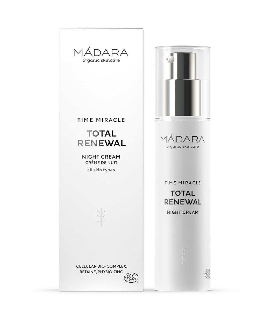 Mádara Organic Skincare | Time Miracle Total Renewal Night Cream - 50Ml, With Multi-Molecular Hyaluronic Acid And Balancing Physio-Zinc, Based On Northern Birch Water, Vegan, Ecocert Certified