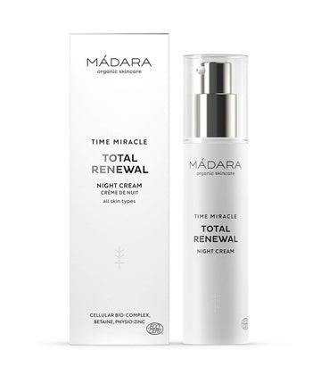 Mádara Organic Skincare | Time Miracle Total Renewal Night Cream - 50Ml, With Multi-Molecular Hyaluronic Acid And Balancing Physio-Zinc, Based On Northern Birch Water, Vegan, Ecocert Certified