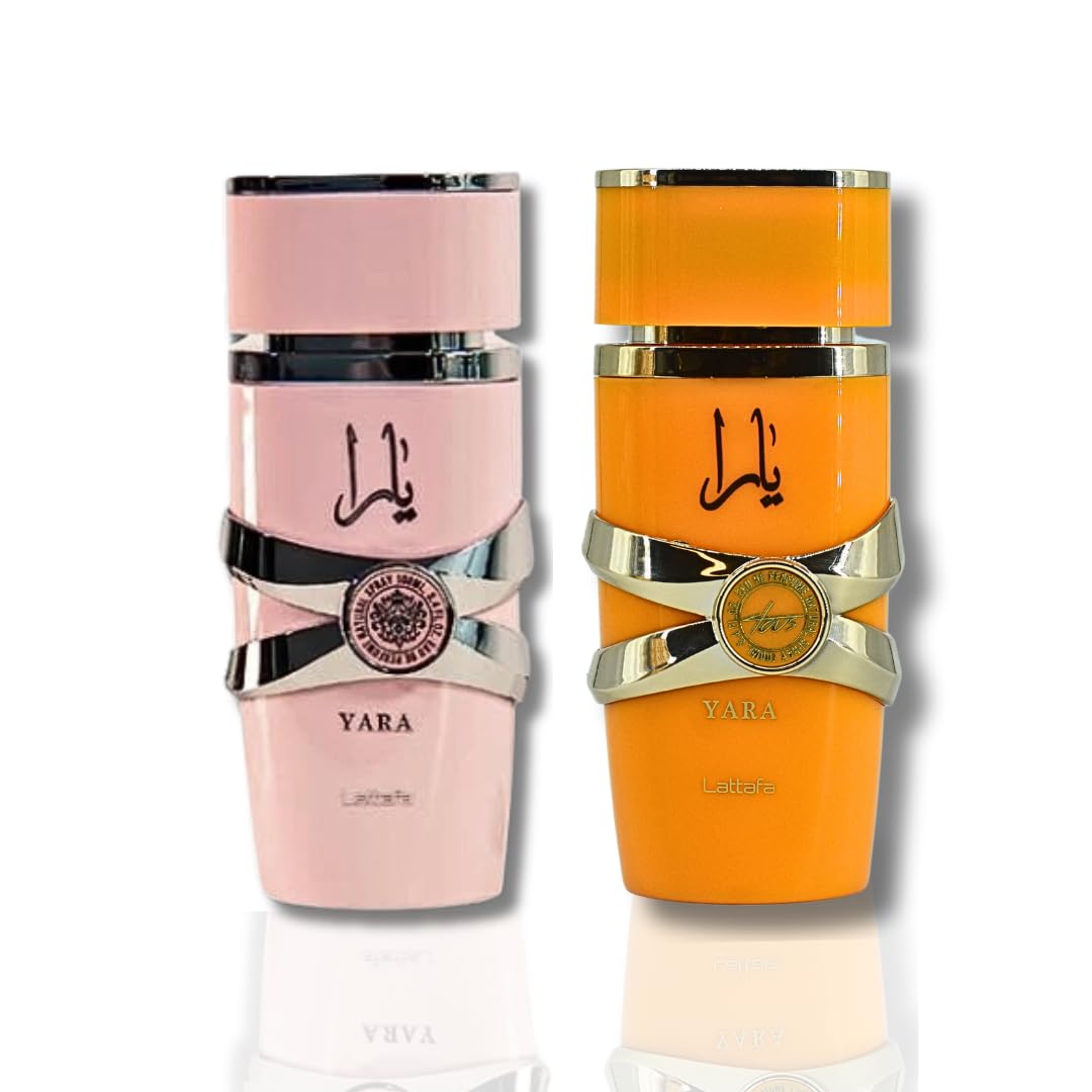 Lattafa For Women 2 Piece Eau De Parfum Gift Set (Yara + Yara Tous) 3.4 Ounce/100 Ml Each