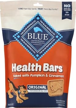 Blue Buffalo Health Bars Crunchy Dog Biscuits, Oven-Baked With Natural Ingredients, Pumpkin & Cinnamon, 16-Oz. Bag