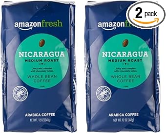 Amazonfresh Direct Trade Nicaragua Whole Bean Coffee, Medium Roast, 12 Ounce (Pack Of 2)