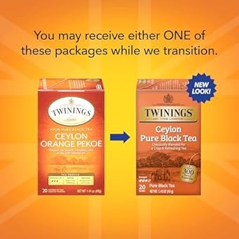 Twinings Ceylon Pure Black Tea Individually Wrapped Bags, 20 Count (Pack Of 6), Formerly Ceylon Orange Pekoe, Crisp, Refreshing, Caffeinated, Enjoy Hot Or Iced | Packaging May Vary