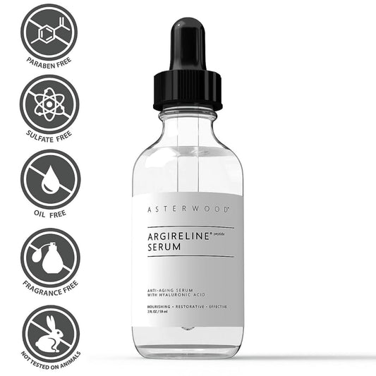 Argireline Peptide With Hyaluronic Acid Serum Face Care, Anti Wrinkle Face Serum, Dark Spot Remover & Face Brightening Serum, Facial Skin Care Products, 2 Oz Glass Bottle