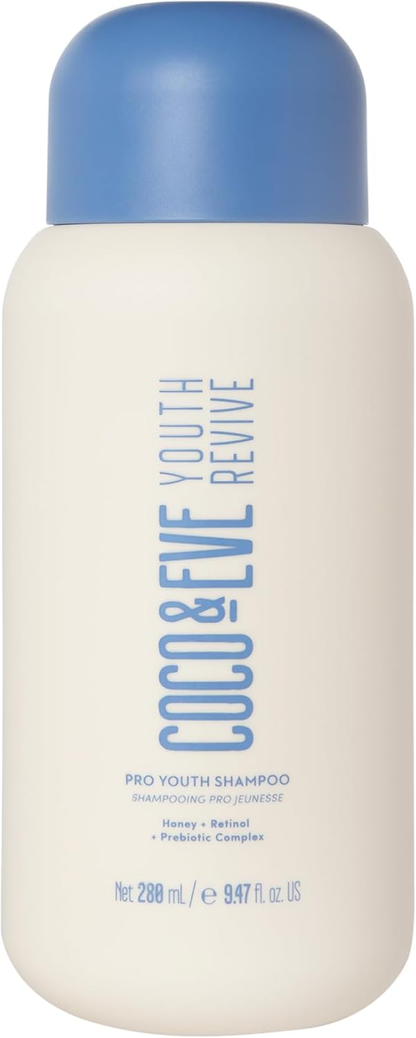 Coco & Eve Pro Youth Shampoo. Anti-Aging, Strength, Shine, Volume. Regulate Dandruff. With Honey, Retinol For Youthful Hydrated Hair. (280Ml)