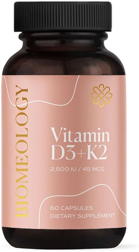 Biomeology Vitamin D3 + K2 for Women for Pregnancy, Breastfeeding, Fertility, and Immune Health Support (60 Capsules) : Health & Household