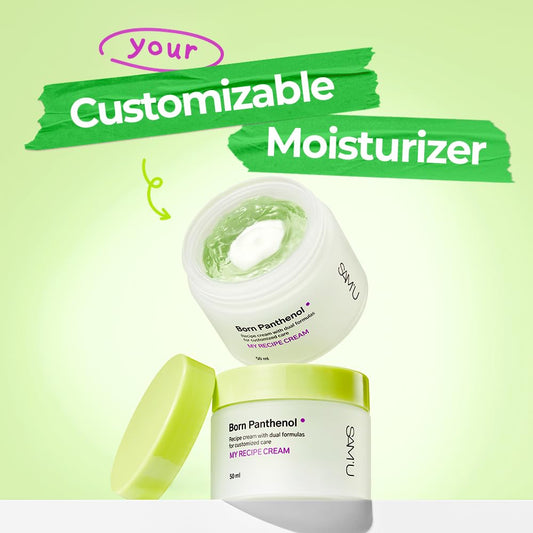 Sam’U Born Panthenol My Recipe Cream Korean Moisturizer With Hyaluronic Acid & Ceramide For Custom Hydration – Duo Face Gel & Cream Texture – Korean Skin Care For All Skin Types (50Ml / 1.69 Fl Oz)