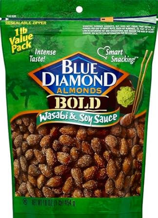 Blue Diamond Almonds Wasabi & Soy Sauce Flavored Snack Nuts, 16 Oz Resealable Bag (Pack Of 1)