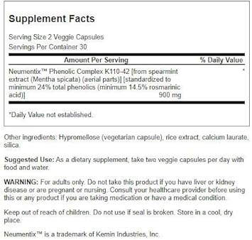 Swanson Nootropic Brain Food - Featuring Neumentix 450 Mg 60 Veg Caps