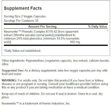 Swanson Nootropic Brain Food - Featuring Neumentix 450 Mg 60 Veg Caps 2 Pack