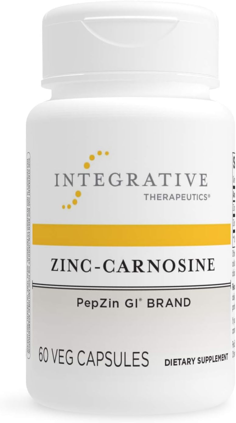 Integrative Therapeutics Zinc-Carnosine - Pepzin Gi Brand Supplement With Zinc-Carnosine - Gi Tract Support* - Gi Support Supplement With Zinc-Carnosine* - Gluten Free & Vegan - 60 Capsules