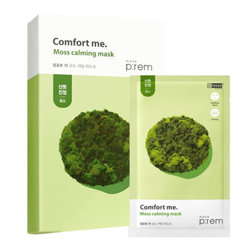 Make P:Rem Comfort Me. Moss Calming Mask, Korean Facial Sheet Mask, Ewg Green, Soothing & Hydrating Face Mask, Eve Vegan, 28Ml, 0.94 Fl.Oz. X 10Ea