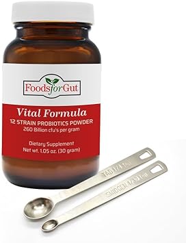 Vital Formula 12 Strain Probiotics Powder 260 Billion Cfu | Made In Usa | Digestive & Immune Support | High Potency (100 Gram)