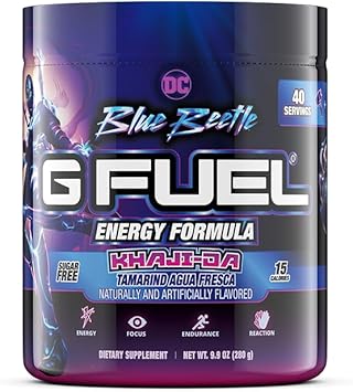 G Fuel Blue Beetle Energy Powder, Sugar Free, Clean Caffeine Focus Supplement, Water Mix, Tamarind Agua Fresca Flavor, Focus Amino, Vitamin + Antioxidants Blend - 9.9 Oz (40 Servings)