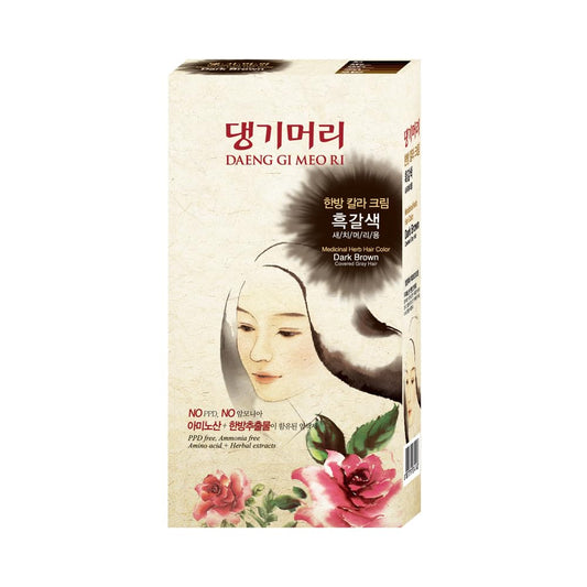 Daeng Gi Meo Ri – Korean Herbal Hair Dye Color Cream [Dark Brown] (3 Pack) - Ppd-Free Gray Coverage, Hair Protection, High-Keratin Formula, 5 Oz