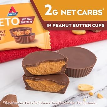 Atkins Keto Peanut Butter Cups, Naturally Flavored, Zero Grams Added Sugar, Gluten Free, 20 Count : Everything Else