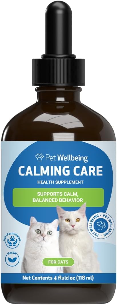 Pet Wellbeing Calming Care For Cats - Veterinarian-Formulated - Calm Support, Relaxed Nervous System, Emotional Balance, Adaptogens - Herbal Supplement 4 Oz (118 Ml)