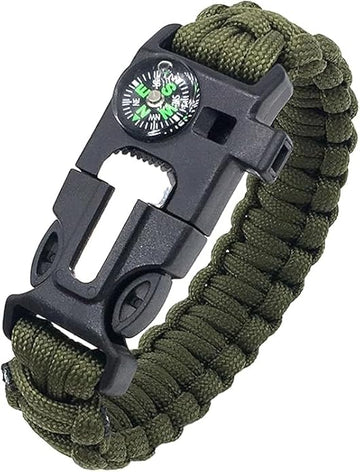 INFINIBYTE 5-in-1 Paracord Survival Bracelet – Outdoor Emergency Wristband with Compass, Fire Starter, Whistle, Flint & Cutter for Hiking, Camping, Hunting(Pack of2)