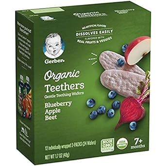 Gerber 2nd Foods Organic for Baby Teethers, Blueberry Apple Beet, 1.7 oz Box (12 Pack)