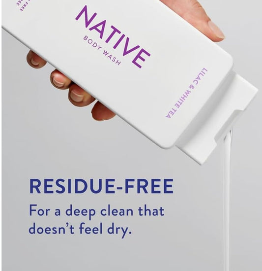 Native Body Wash Contains Naturally Derived Ingredients | For Women & Men, Sulfate, Paraben, & Dye Free Leaving Skin Soft And Hydrating | Lilac & White Tea 18 Oz - 2 Pk