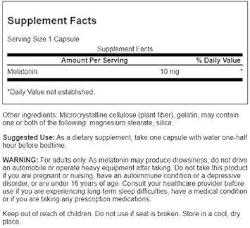 Swanson Triple Strength Melatonin - Natural Sleep Support For Disrupted Sleep Cycles - (60 Capsules, 10Mg Each)