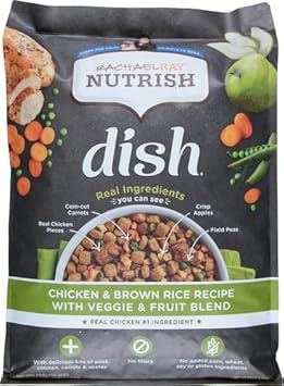Rachael Ray Nutrish Dish Premium Natural Dry Dog Food With Added Vitamins, Minerals & Taurine, Chicken & Brown Rice Recipe With Veggies & Fruit, 11.5 Pound Bag
