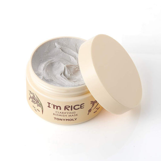 Tonymoly I'M Rice Clarifying Blemish Clay Mask, Facial Mask Detoxifiies, Reduces Redness & Soothes Irritated Skin, Kaolin Clay & Fermented Rice, 100Ml