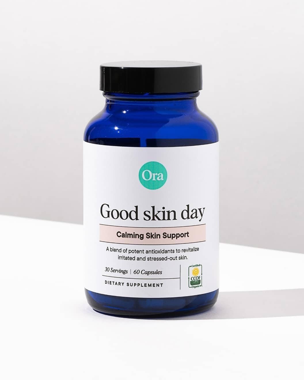 Ora Organic Skin Health Supplement - Hydration and Elasticity Support | Vegan Clear Skin Supplement Including Turmeric, Vitamin C, and Milk Thistle - 1 Month Supply, 60 Vegan Capsules : Health & Household