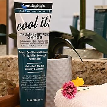 Aunt Jackie's Aloe & Mint Recipes Cool It! Stimulating Moisturizing Conditioner With Rosemary & Lemongrass for Softer, Healthier Looking Hair, 10 oz : Beauty & Personal Care