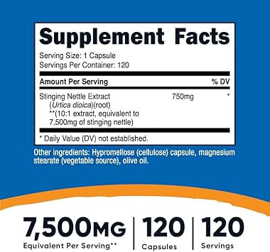 Nutricost Stinging Nettle Root Extract 7500mg, 120 Capsules - Vegetarian Friendly, Non-GMO, Gluten Free (750mg of 10:1 Extract)