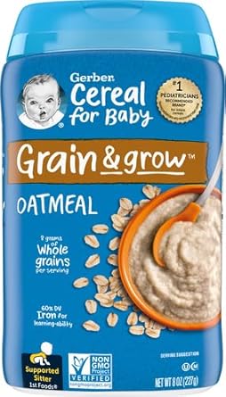 Gerber 1St Foods Cereal For Baby Grain And Grow Baby Cereal, Oatmeal, 8 Oz Canister