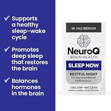 Neuroq Sleep Now - Natural Sleep Support Supplement - Maintain Healthy Sleep Cycles & Brain Function - Melatonin & L-Theanine - Non-Habit Forming - 30 Mint Oral Strips