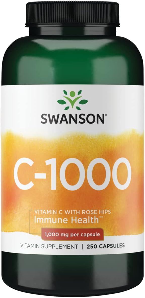 Swanson Vitamin C With Rose Hips Immune System Support Skin Cardiovascular Health Antioxidant Supplement 1000 Mg 250 Tablets (Tabs)