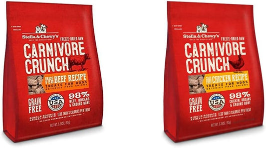 Stella & Chewy's Carnivore Crunch Freeze-Dried Raw Dog Treats 2 Pack Variety Bundle (Beef & Chicken) : Pet Supplies